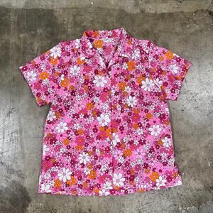 Vintage Flower Power 1970s Aloha Made in Hawaii Polyester Top